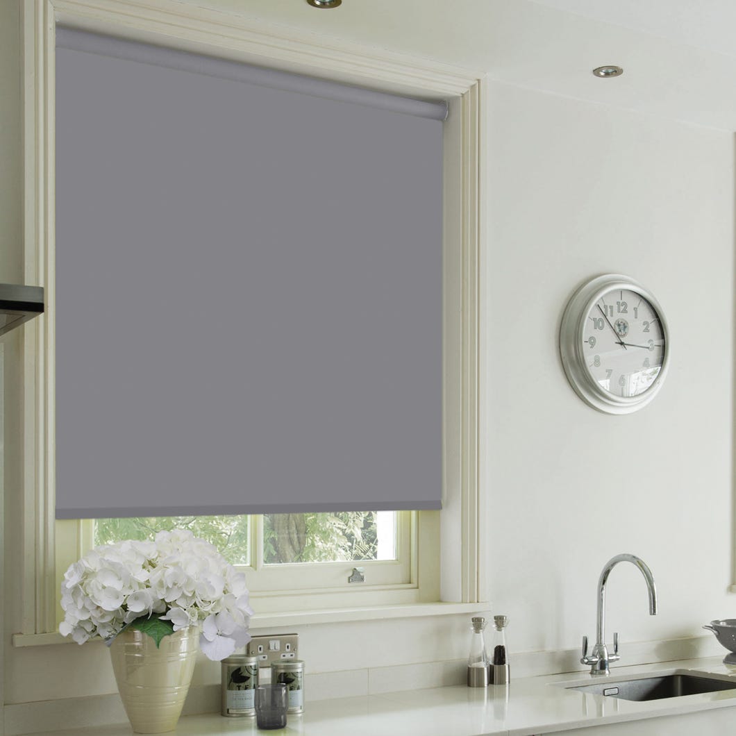 Lauren Taylor Blackout Cordless Roller Blind, Grey, 79-in. X 77-in.