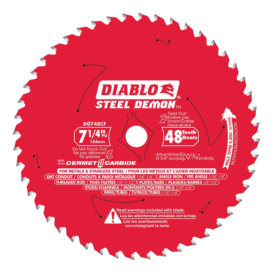 Cermet Metal and Stainless Steel Cutting Saw Blade, 7 1/4"