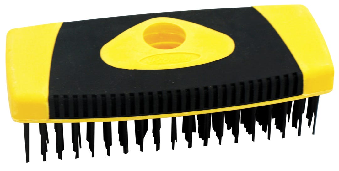 Block wire brush overmold with acme tread - carbon wire