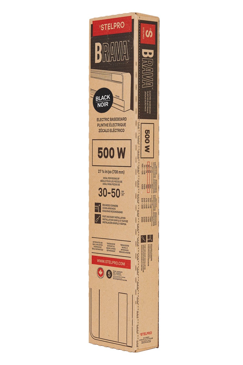 BRAVA(B) Electric Baseboard, 27 7/8 in., 500W, Black