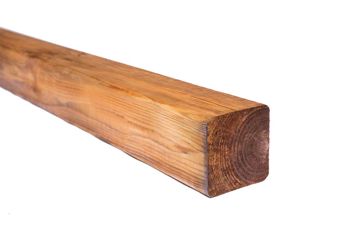 Brown treated wood 4 x 4 x 10