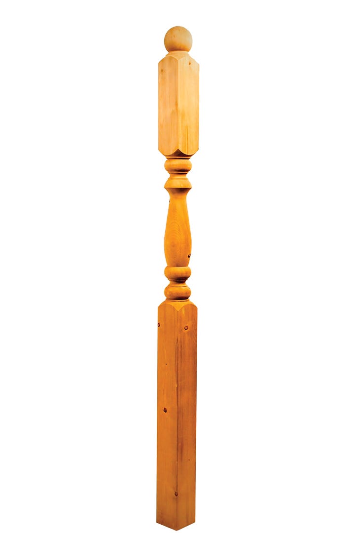 Brown treated wood post with ball 4 x 4 x 54