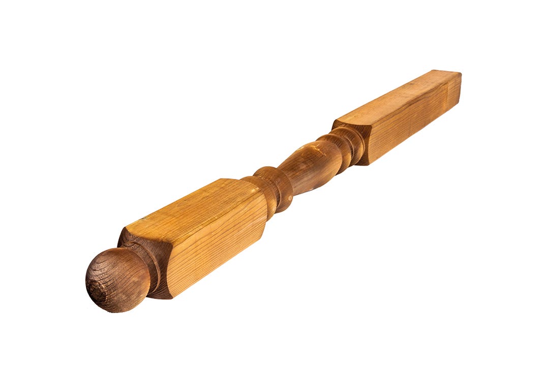 Brown treated wood post with ball 4 x 4 x 54