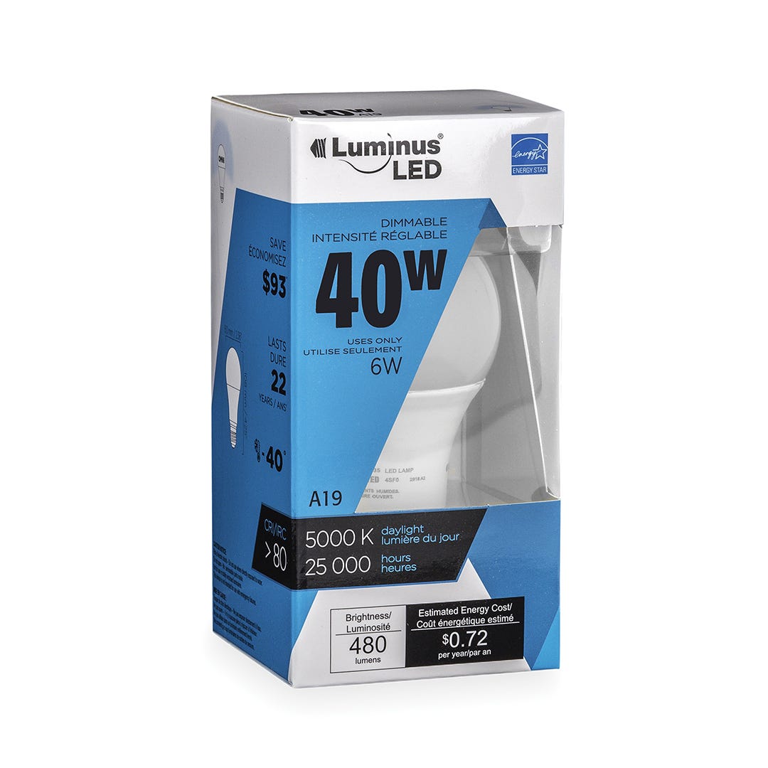 Dimmable LED Bulb, A19, 6W, 5000K