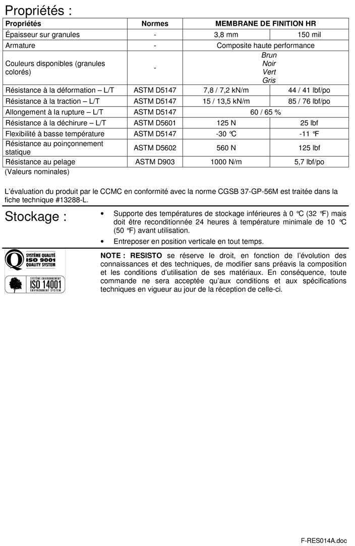 Cap Sheet Membrane Hr High Resistance, Grey