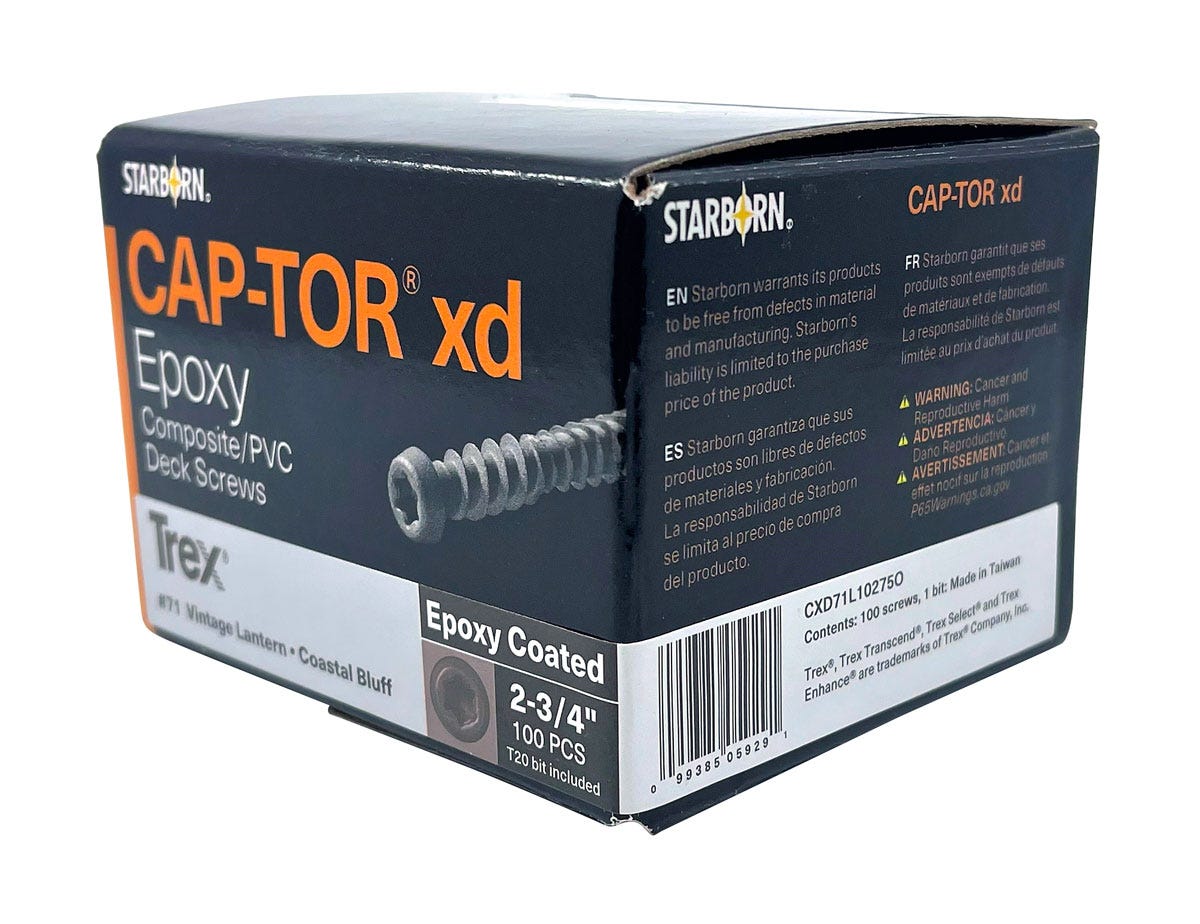 Cap-Tor screw, Trex, 2-3/4 in., Coastal Bluff, 100/box