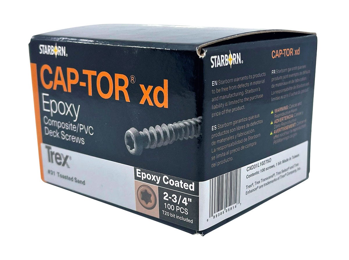 Cap-Tor screw, Trex, 2-3/4 in., Toasted Sand, 100/box
