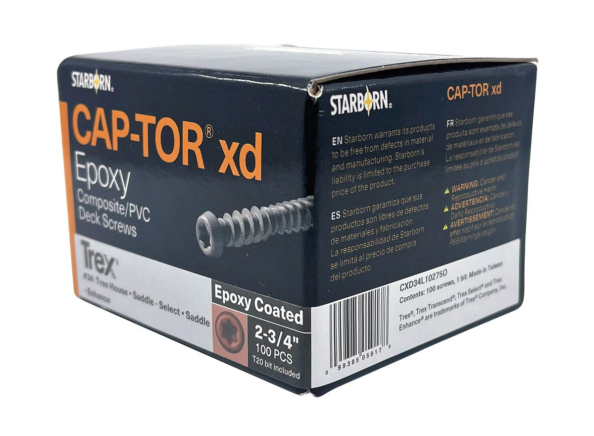 Cap-tor screw, Trex, 2-3/4 po, Saddle, 100/box