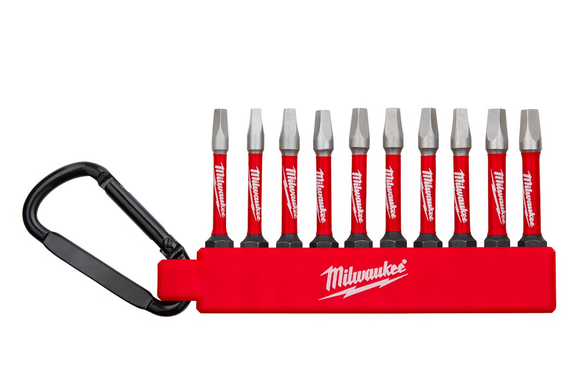 Set of 10 bits for impact driver with carabiner clip