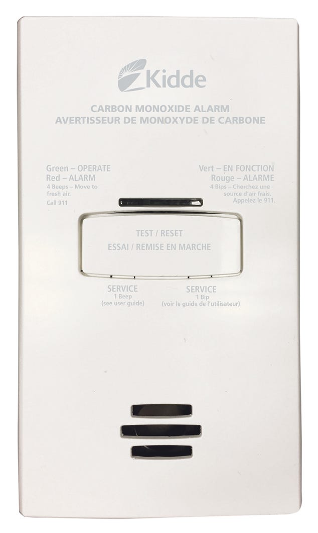 Carbon monoxide alarm plug-in with battery backup