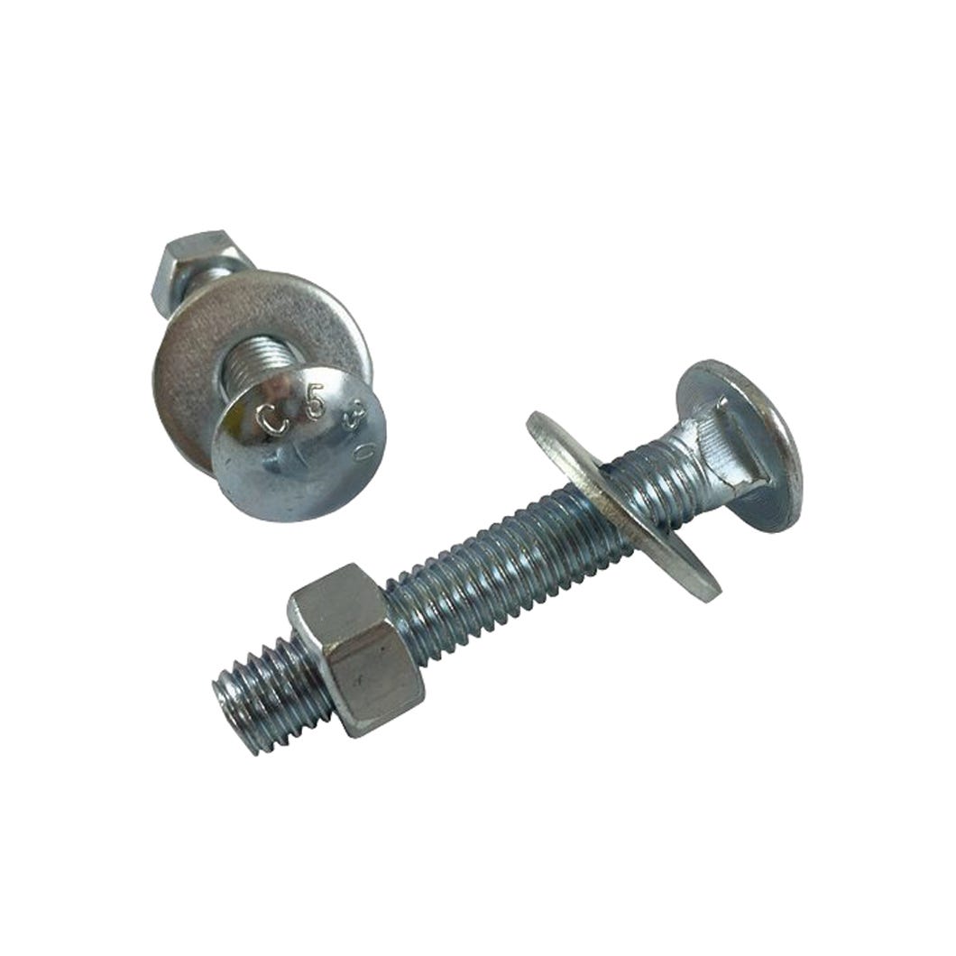 Carriage Bolt with Nut & Washer, Pan Head, 3/8 X 1-in., 4/Pack