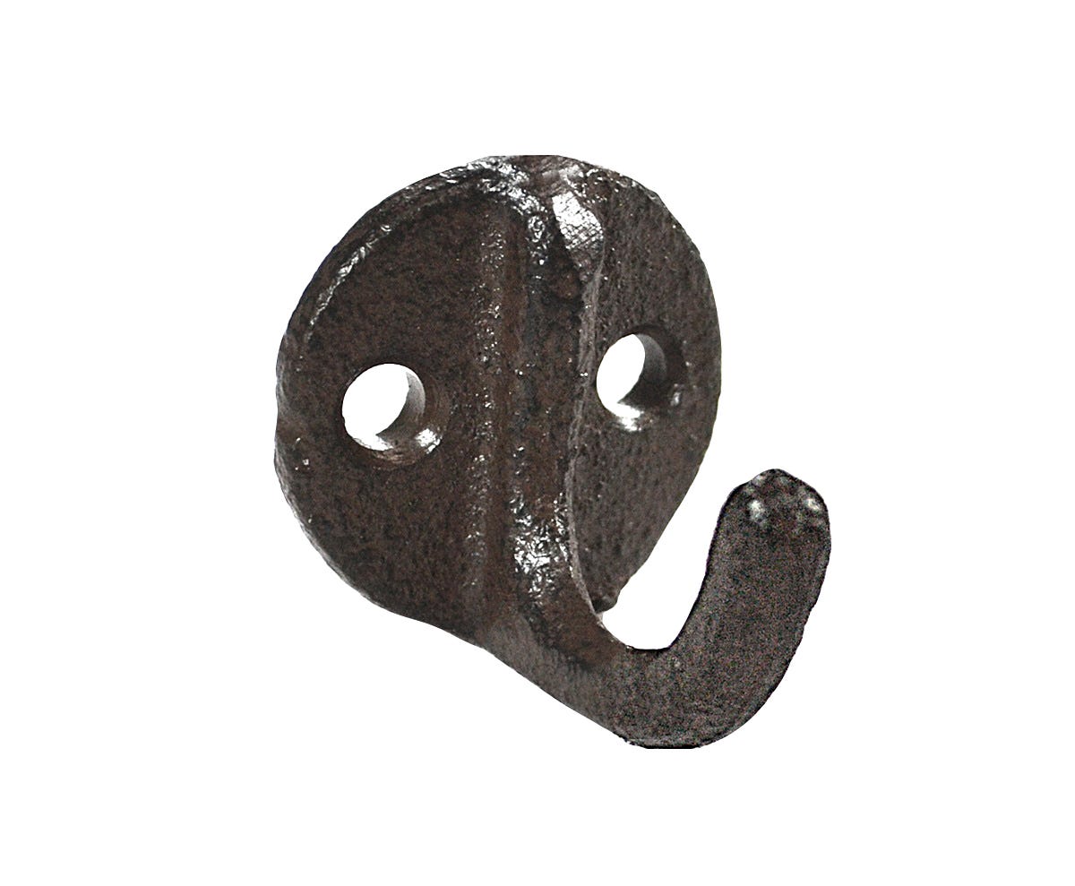 Single Cast Iron Robe Hook, Brown