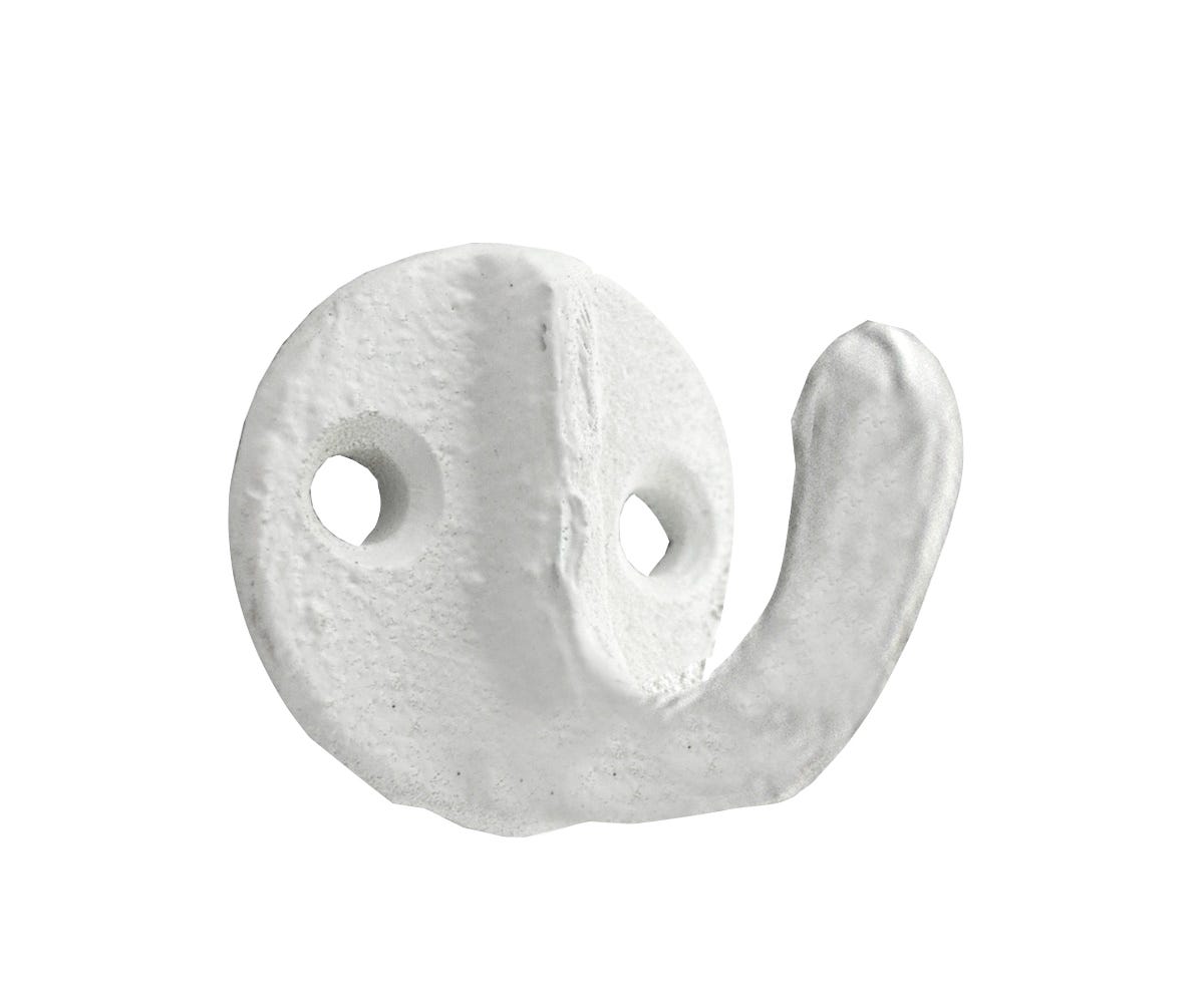 Single Cast Iron Robe Hook, White