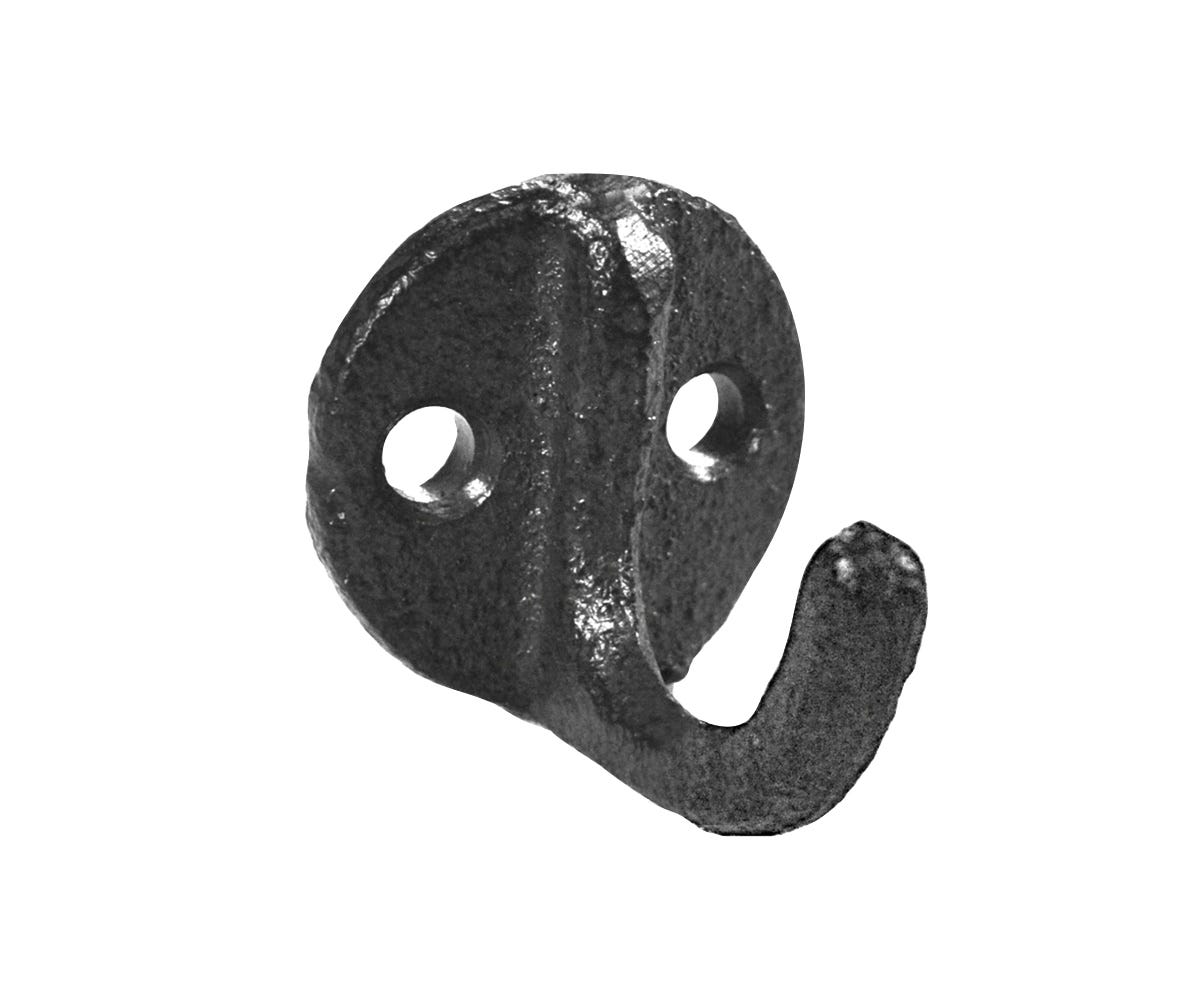 Single Cast Iron Robe Hook, Black