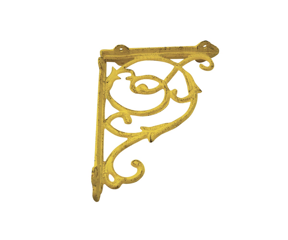 Cast-Iron Shelf Bracket, Yellow, 1,5-in. X 6,5-in. X 8-in.