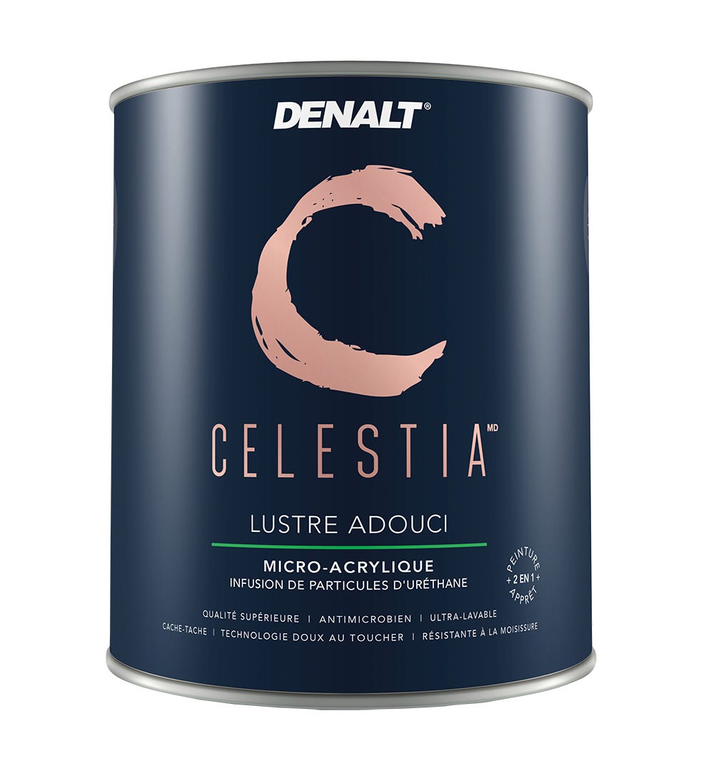 CELESTIA Interior Paint, Softened Gloss Finish, Pure White, Quart
