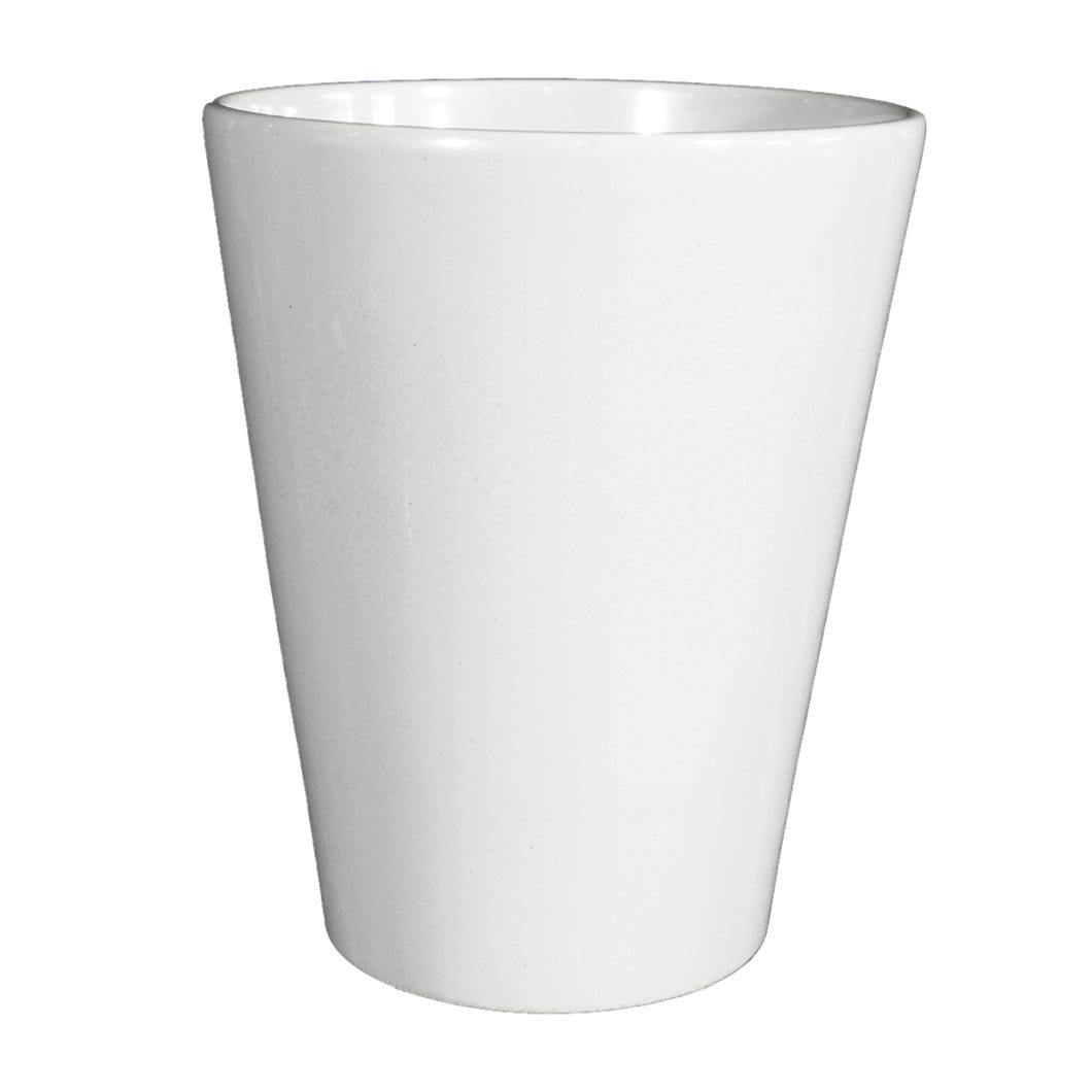Art Deco Ceramic Flowerpot, White
