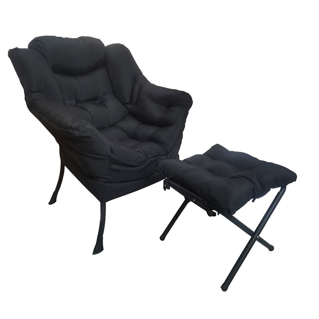 Modern Fabric Chair with Footrest, black