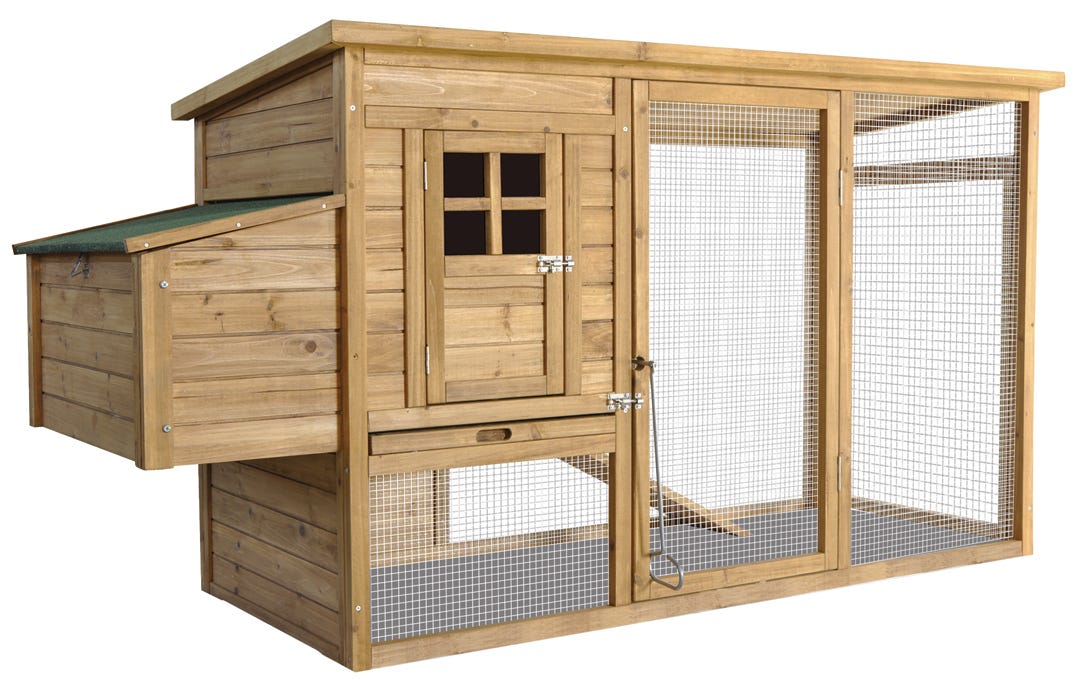 Pre-assembled Chicken Coop, with Covered Run & Nest Box, 78-in. X 43-in. X 30-in.