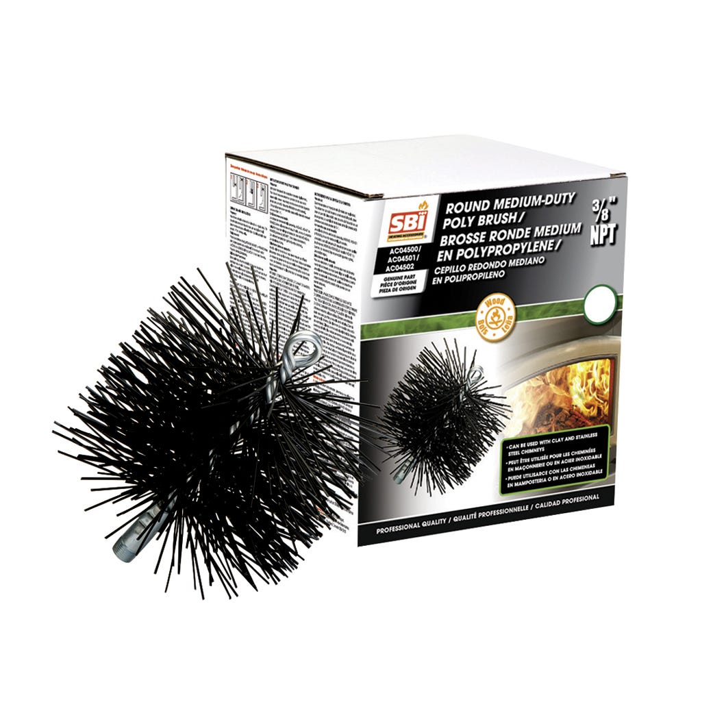 Medium Round Chimney Brush -Duty Poly, 3/8-in. Npt