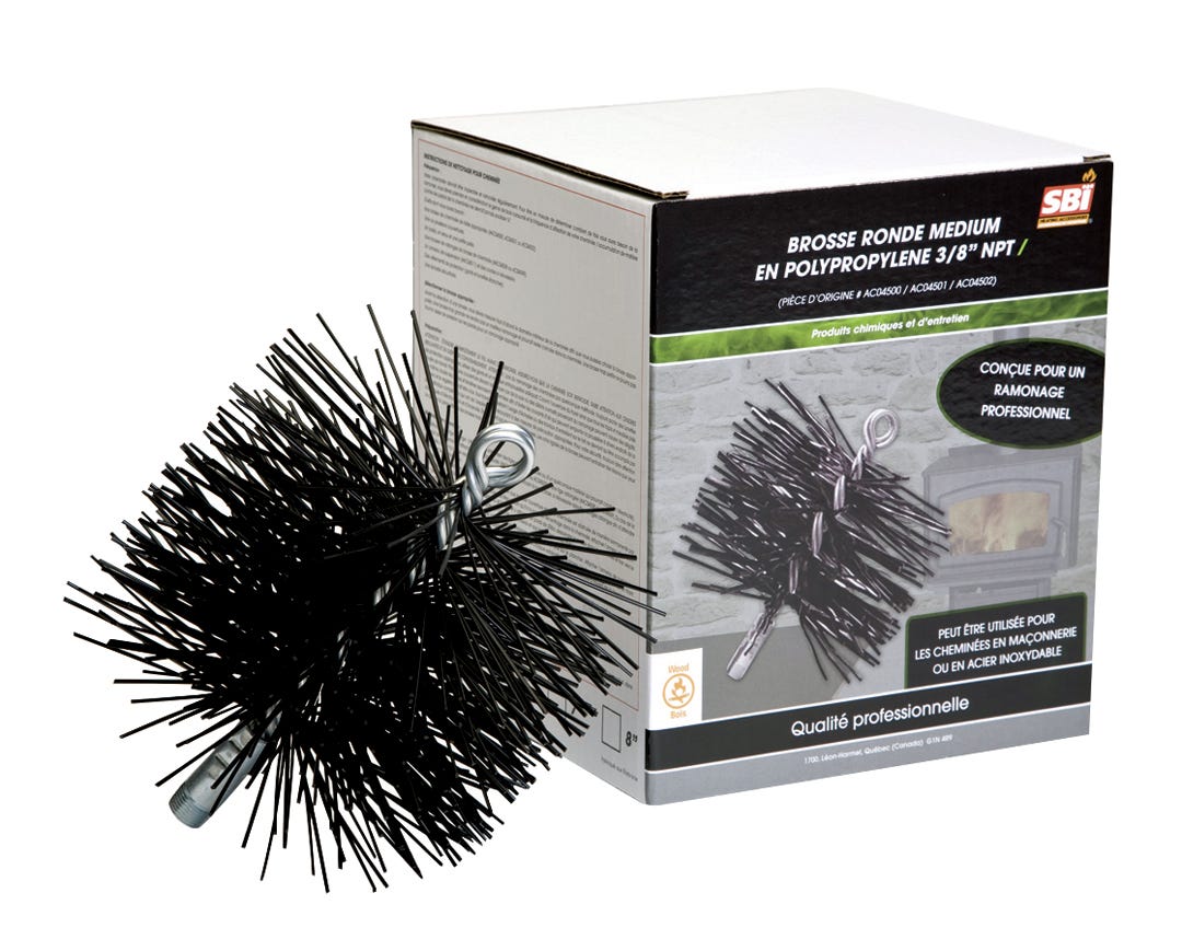 Medium Round Chimney Brush -Duty Poly, 3/8In. Npt