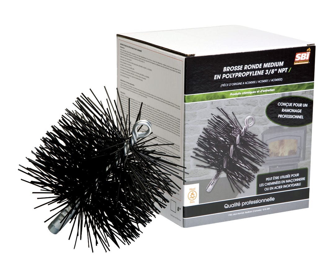 Medium Round Chimney Brush -Duty Poly, 3/8-in. Npt