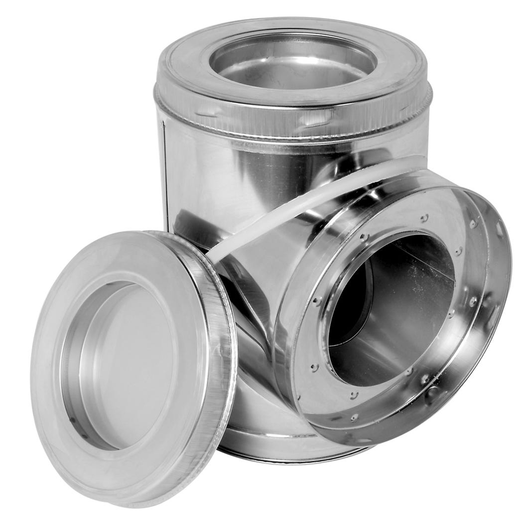 Insulated Chimney Tee with Plug, 7-in.