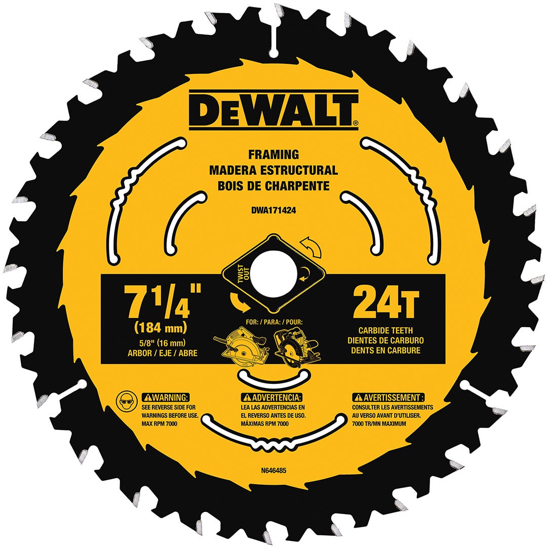 Dewalt Circular Saw Blades, 7 1/4" x 24 Tooth