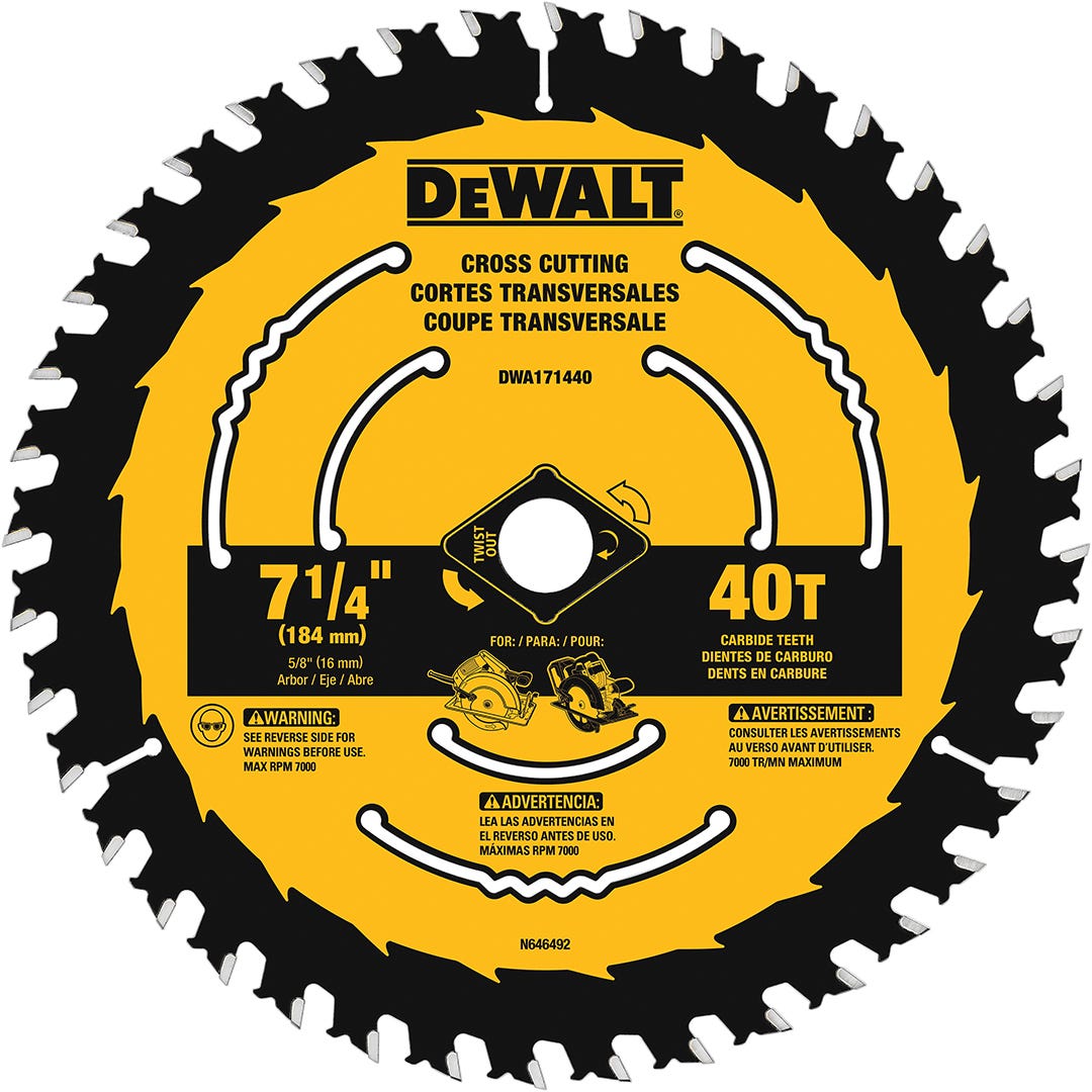 Dewalt Circular Saw Blades, 7 1/4" x 40 Tooth