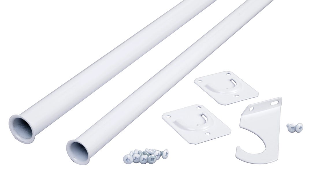 Heavy-Duty Closet Rod, Adjustable 48-in. to 72-in., White