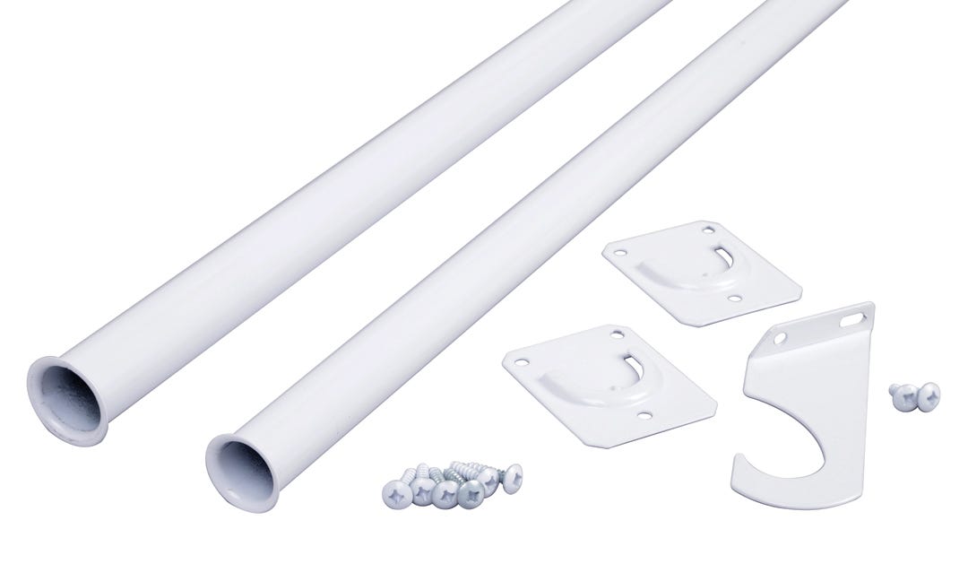 Heavy-Duty Closet Rod, Adjustable 72-in. to 96-in., White