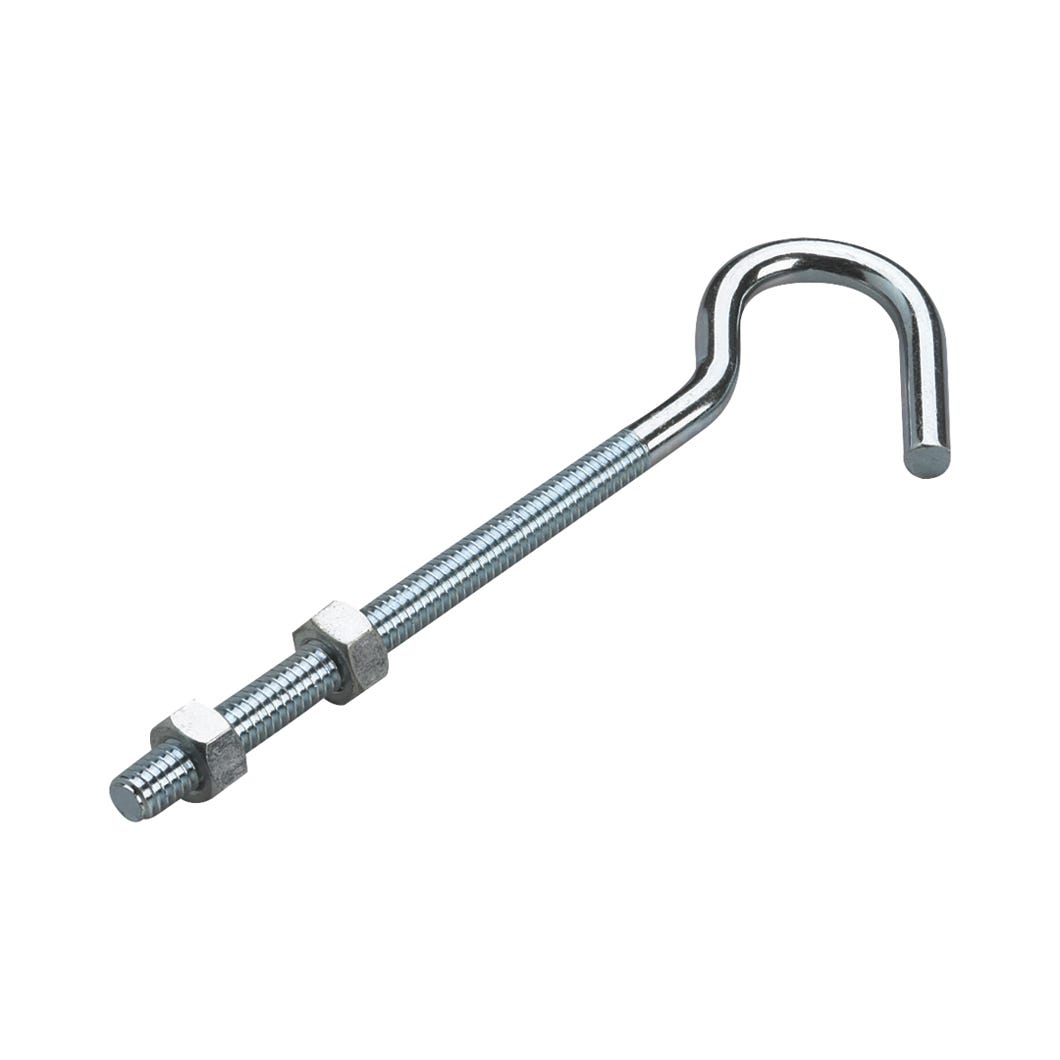 Clothesline Screw Hook with Nuts, 6-in., Metal