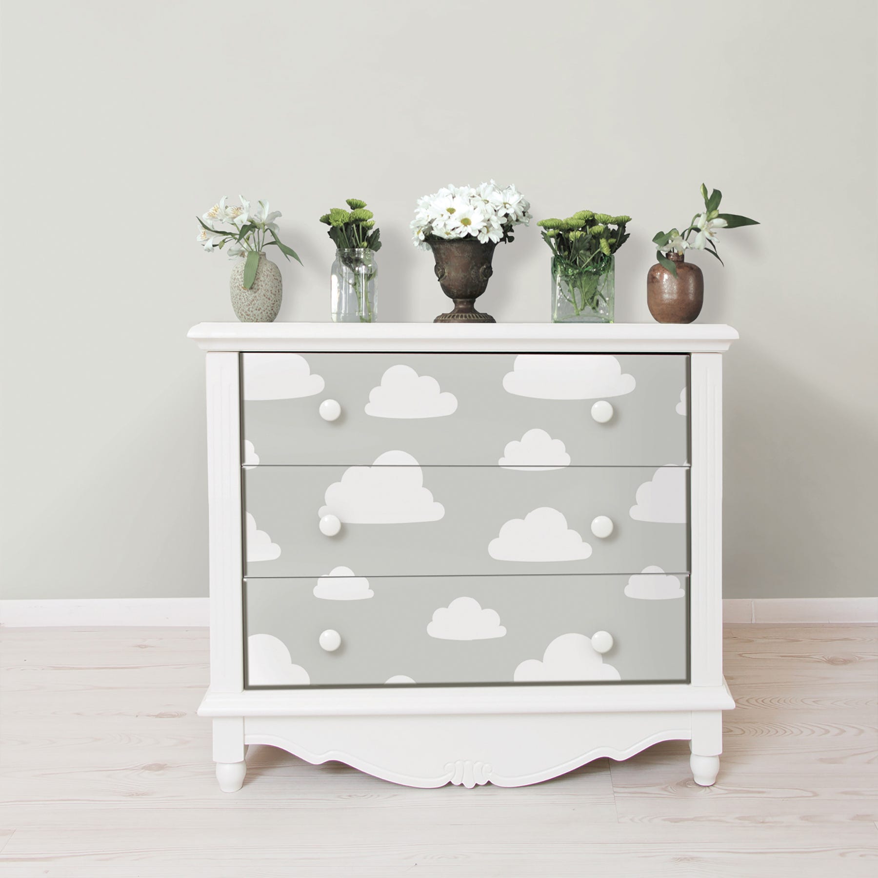Clouds Peel & Stick Wallpaper, Grey