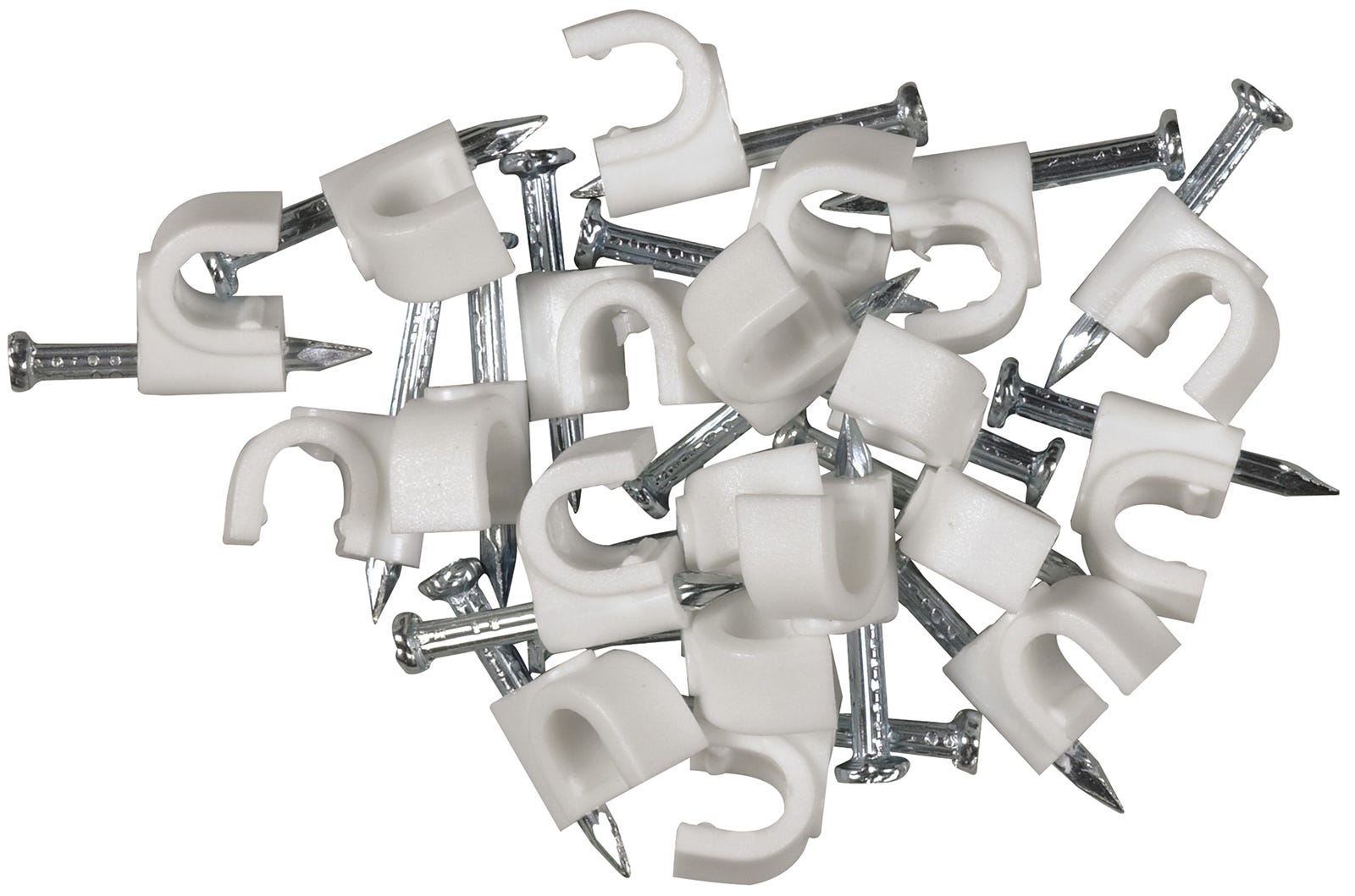Coaxial Nail-in. Clamps, 0.28-in. X 0.71-in. X 0.24-in., White