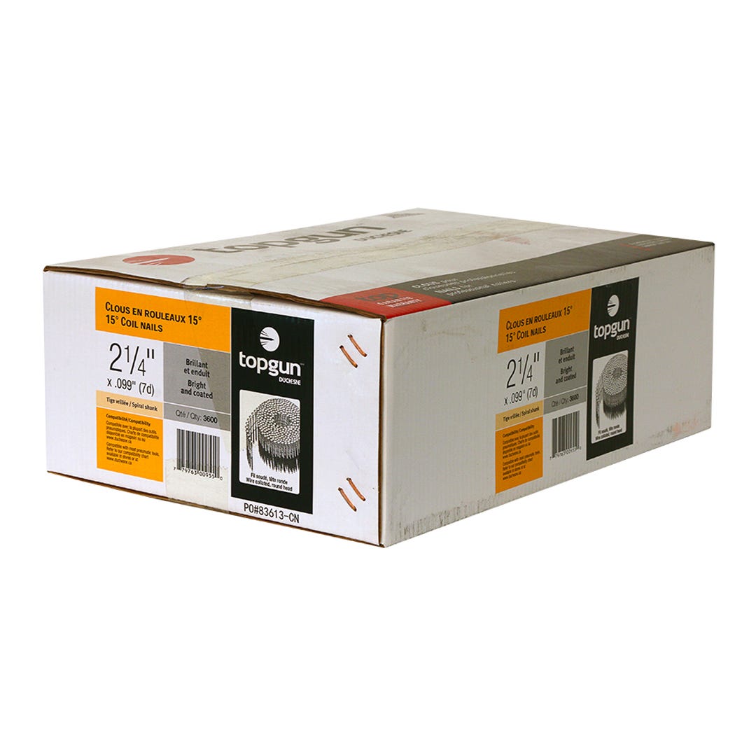 Coil Collated Nails 15°, 0,099 in. X 2-1/4 in., 3600/box