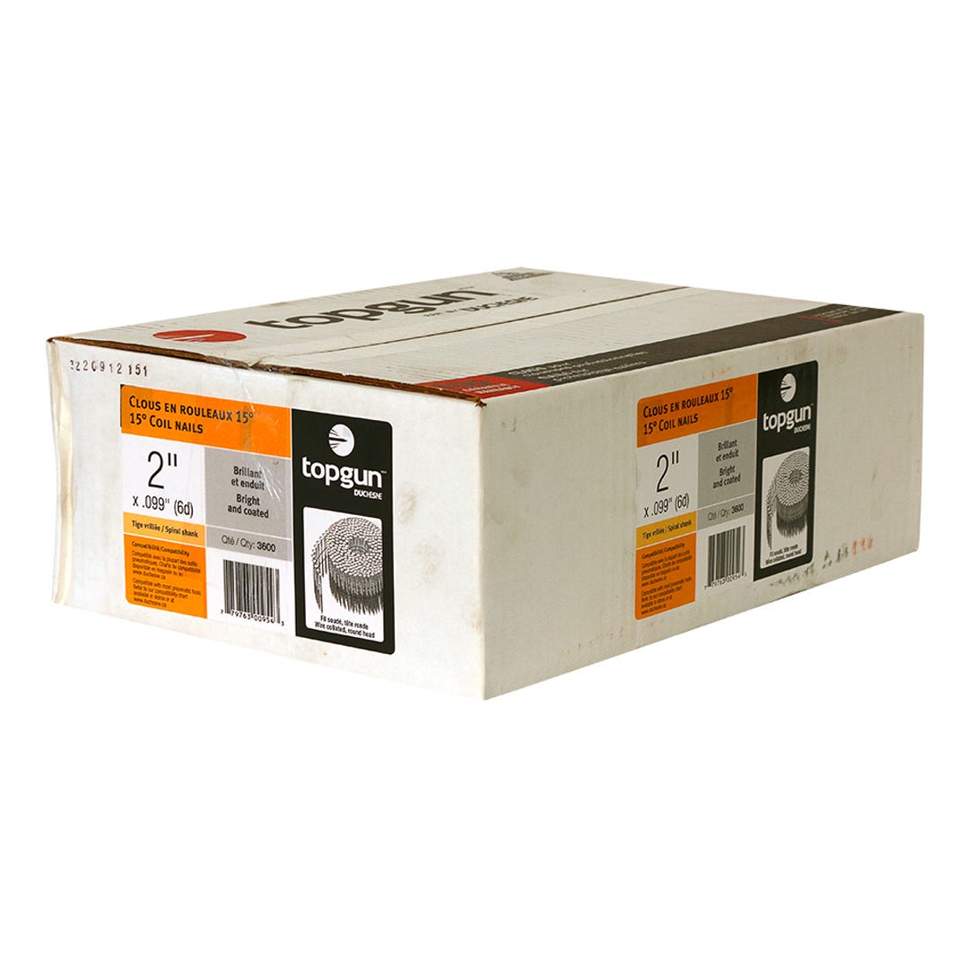 Coil Collated Nails 15°, 0,099 in. X 2 in., 3600/box