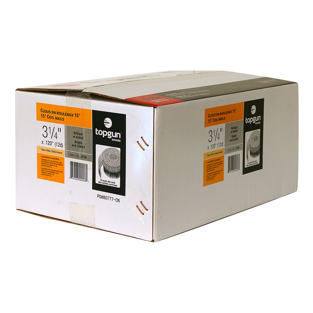 Coil Collated Nails 15°, 0.120-in. X 3-1/4 in., 2700/box