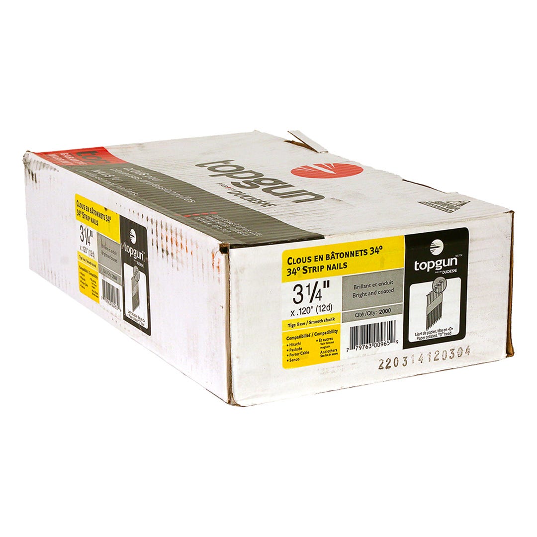 Collated Nails for Nailing Guns, Half Head, 3-1/4 in., 2000/box