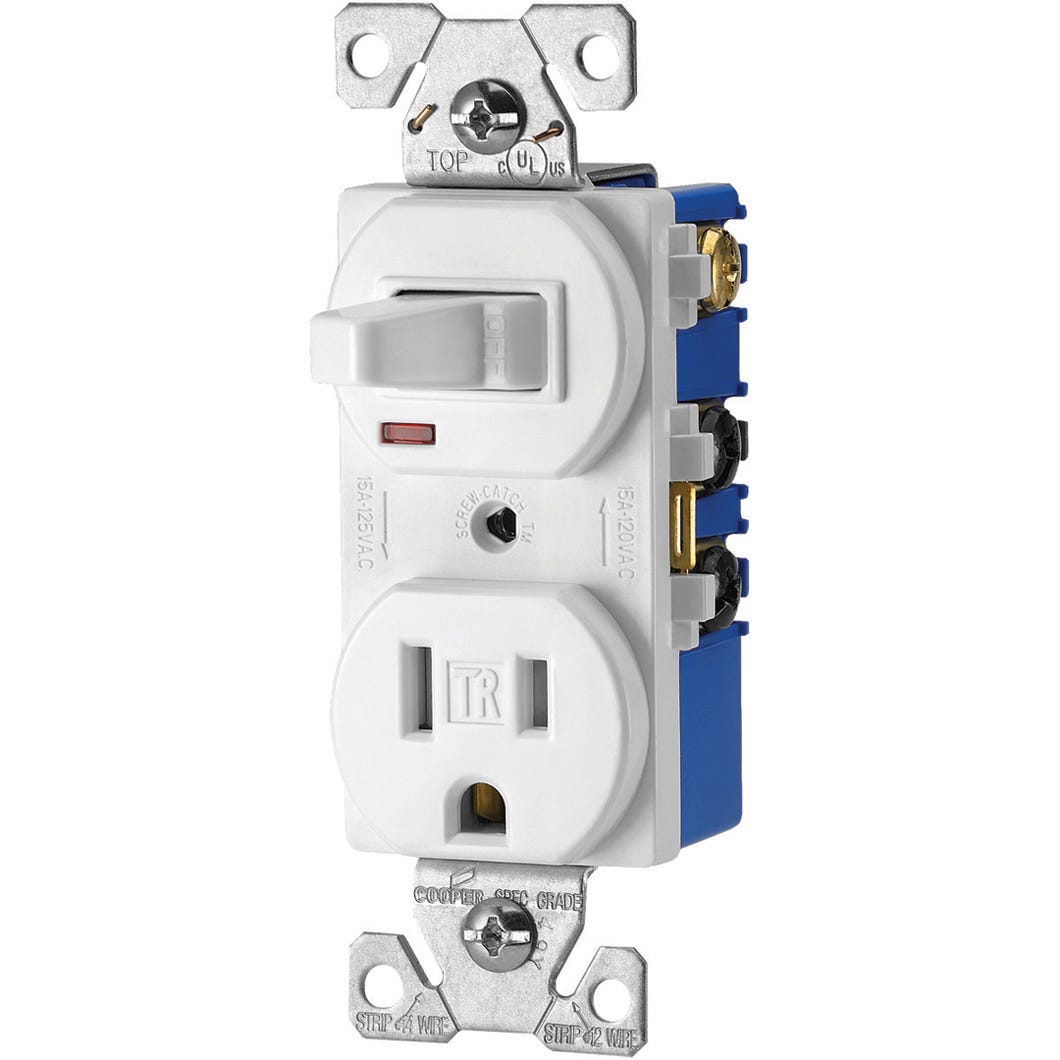 Combo switch/receptacle toggle duplex