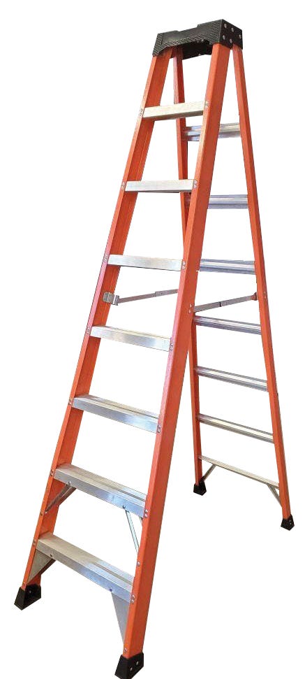 Commercial Fiberglass Stepladder, 6 in. x 23 in. x 96 in.