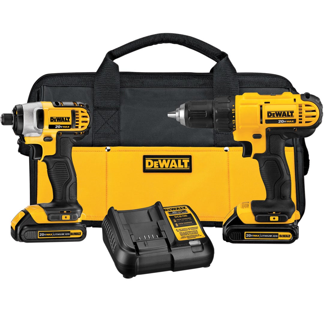 DEWALT 20V MAX Cordless Drill Combo Kit, Drill/Driver and Impact Driver with Batteries and Charger