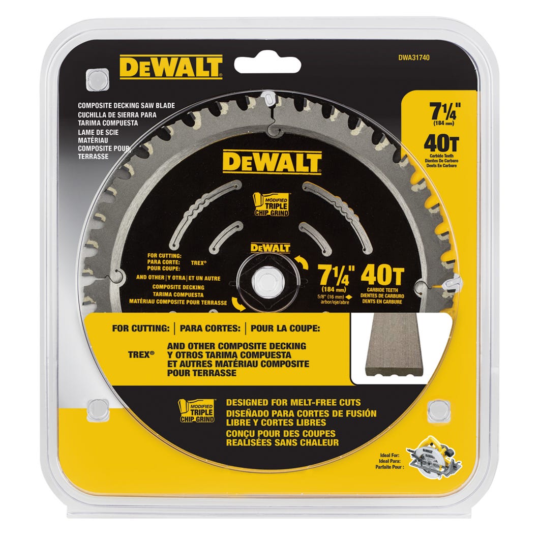 Circular Saw Blade for Composite Decking Materials, 7-1/4 in., 40 Teeth