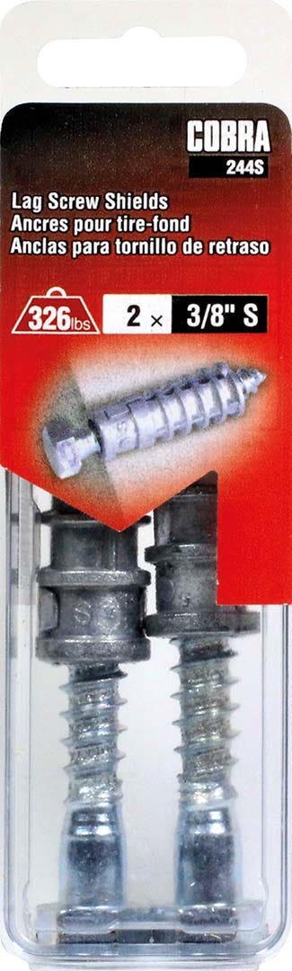 Concrete Anchors, 3/8 in. S + Bolt x 2-1/4 in., 2/Pack