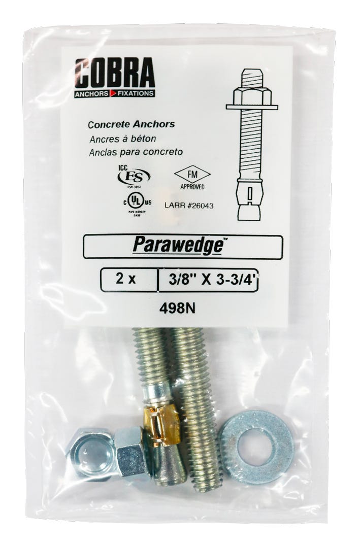PARAWEDGE Masonry Anchor, #2, 3/8 in., x 3-3/4 in., 20/Pack