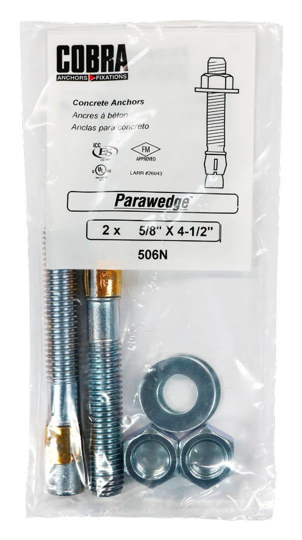 PARAWEDGE Masonry Anchor, #2, 5/8 in., x 4-1/2 in., 2/Pack