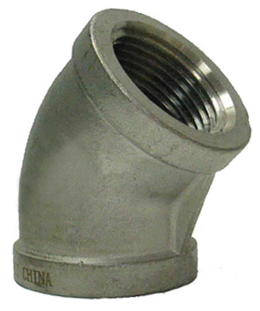 Connector 304 Stainless Steel 45° Elbow, 1-in.