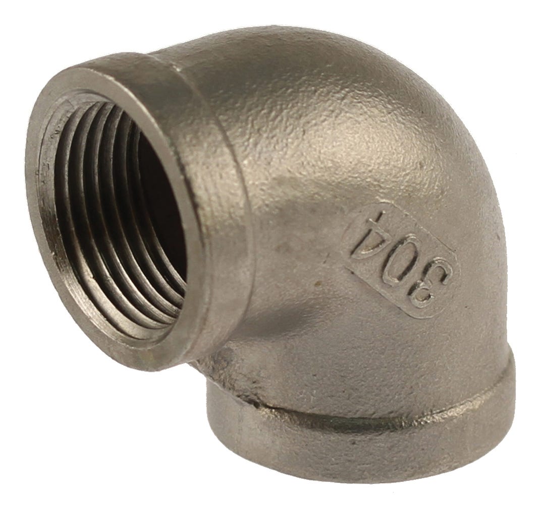 Connector 304 Stainless Steel 90° Elbow, 1-in.