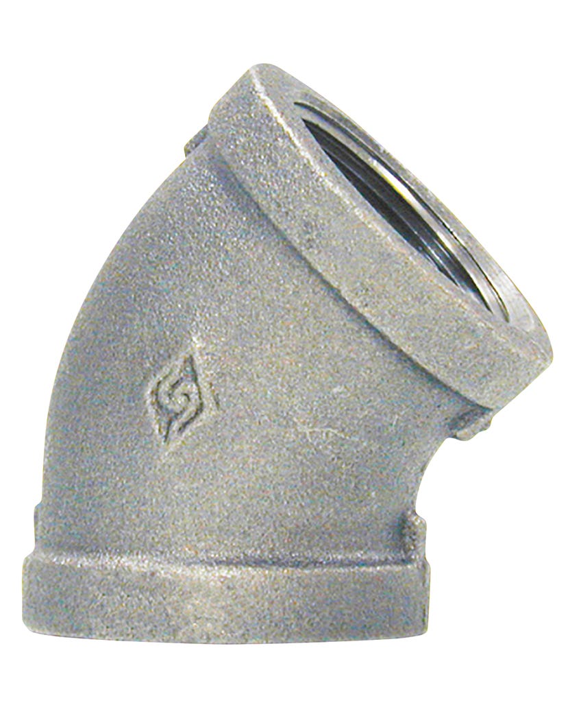 Connector 45° Elbow, Galvanized Malleable Iron, Lead-Free, 3/4-in.