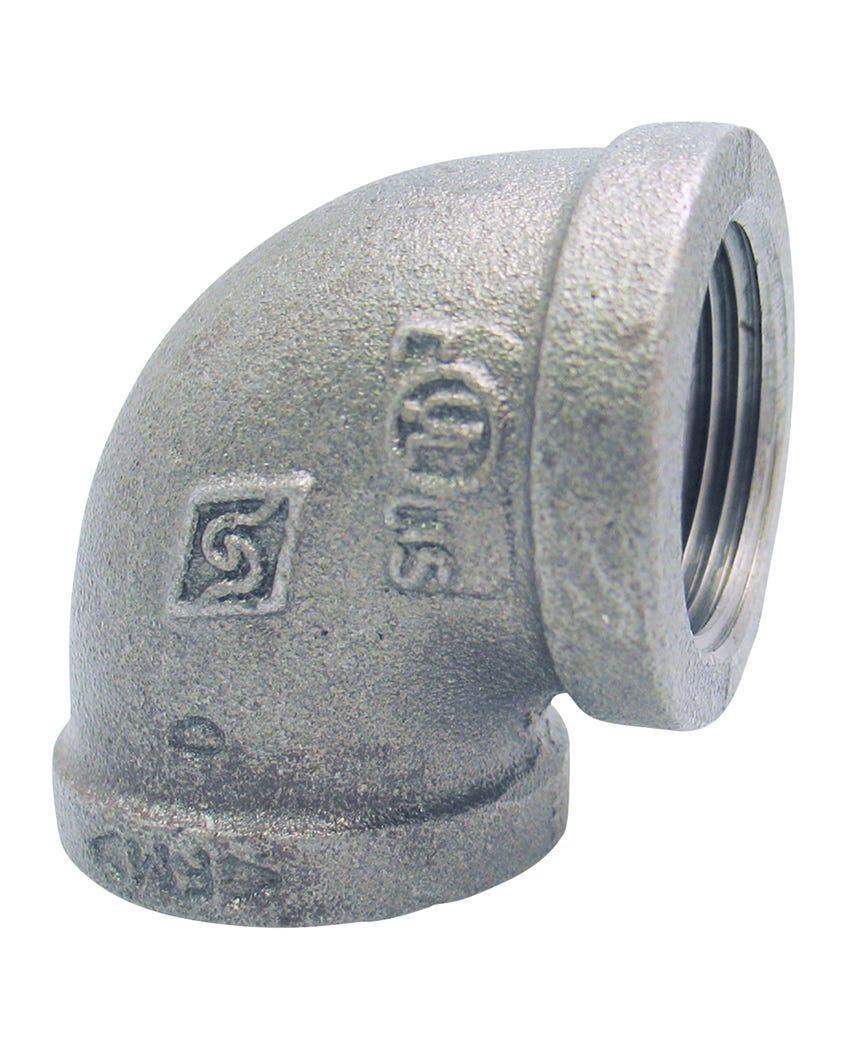 Connector 90° Elbow, Galvanized Malleable Iron, Lead-Free, 1-in.