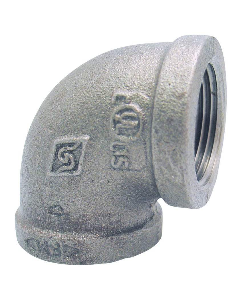 Connector 90° Elbow, Galvanized Malleable Iron, Lead-Free, 1 1/2-in.